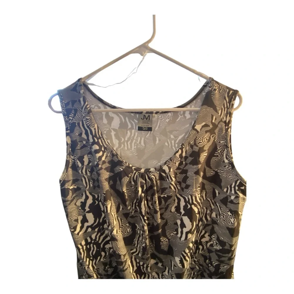 Jonathan Martin Gold and Black Ruched Tank Top